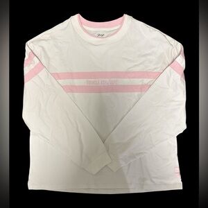 YoungLA  Oversized Crew Shirt with Pink Stripe Accents Women’s Size: MediumNWOT